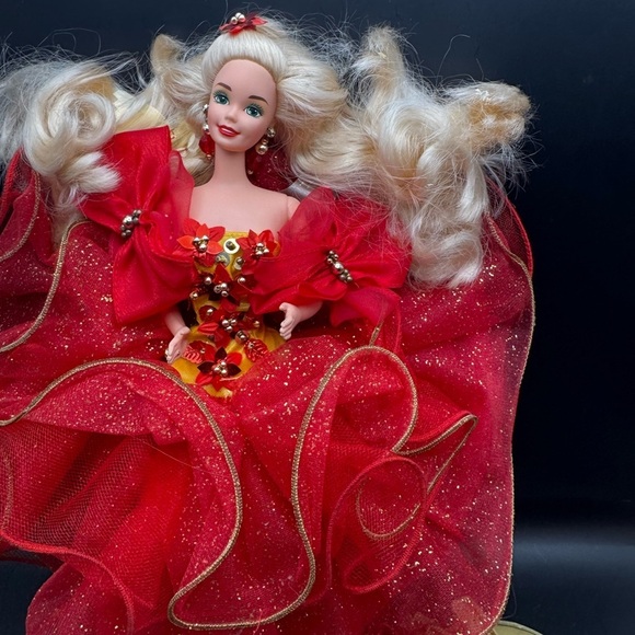 Vintage 1993 Mattel Barbie Doll Happy Holidays Special Edition Red Dress 10824 - Picture 4 of 11